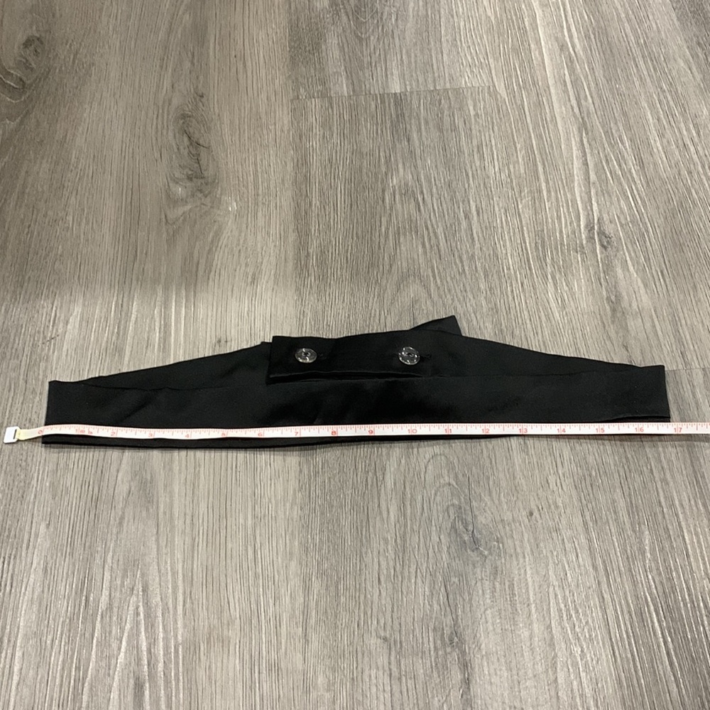 Black silk-like texture fabric belt with bow - Picture 4 of 5